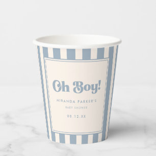 Moderne "Oh Boy!"-Baby-Party mit gestreiftem Blau Pappbecher