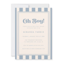 Moderne "Oh Boy!" gestreifte blaue beigefarbene Ba