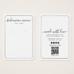 Moderne Ohrring-Display-Karte Schwarz-Weiß-Schrift