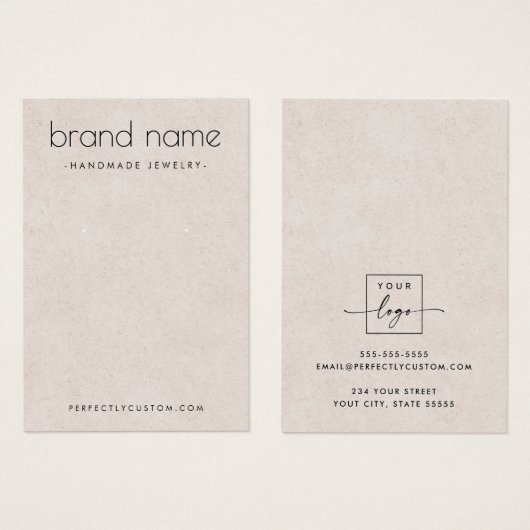 Moderne Ohrring-Grafikkarte mit hellbrauner Textur (Vorne & Hinten)