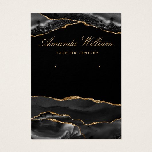 Moderne Ohrring-Karte aus Schwarz und Gold (Vorderseite)