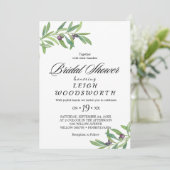 Moderne Olive Branch Bridal Dusche Einladung (Stehend Vorderseite)