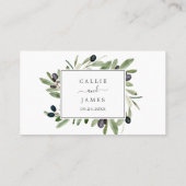 Moderne Olive Branch Flat Wedding Platzkarte (Rückseite)
