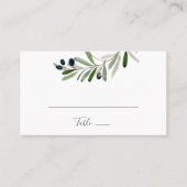 Moderne Olive Branch Flat Wedding Platzkarte (Vorderseite)
