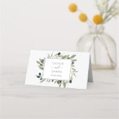 Moderne Olive Branch geflochtene Hochzeitssonne-Pl Platzkarte (Rückseite)