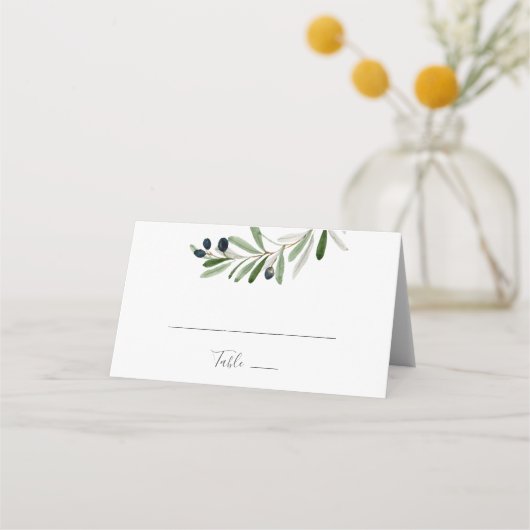 Moderne Olive Branch geflochtene Hochzeitssonne-Pl Platzkarte (Vorderseite)