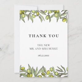Moderne Olive Branch Hochzeit Dankeskarte