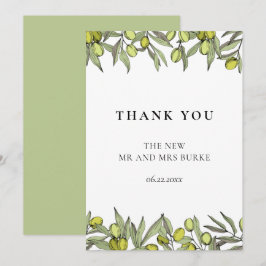 Moderne Olive Branch Hochzeit Dankeskarte