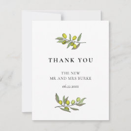 Moderne Olive Branch Hochzeit Dankeskarte
