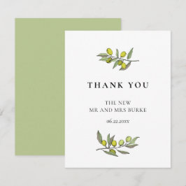 Moderne Olive Branch Hochzeit Dankeskarte