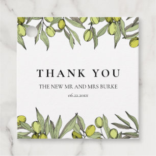 Moderne Olive Branch Hochzeit Geschenkanhänger