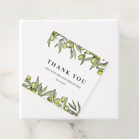 Moderne Olive Branch Hochzeit Geschenkanhänger (Beispiel)