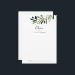 Moderne Olive Branch Hochzeit Hinweiskarte<br><div class="desc">Diese moderne Olivenzweig-Trauungsberatungskarte ist ideal für eine Hochzeit und kann für jede Veranstaltung verwendet werden. Das rustikale und dennoch elegante Design besticht durch einfache botanisch-grüne Blätter und schwarze Oliven auf einem kleinen Ast mit klassischem mediterranem Ambiente. Diese Ratschläge können als Gästebuchalternative für Hochzeitsempfang, Brautparty, Babydusche oder Abschlussfeier verwendet werden. Personalisieren...</div>