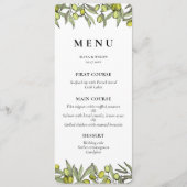 Moderne Olive Branch Hochzeit Menükarte (Vorderseite)