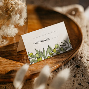 Moderne Olive Branch Hochzeit Platzkarte