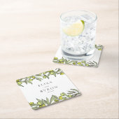 Moderne Olive Branch Hochzeit Rechteckiger Pappuntersetzer (Vor Ort)