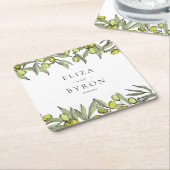 Moderne Olive Branch Hochzeit Rechteckiger Pappuntersetzer (angewinkelt)