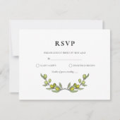 Moderne Olive Branch Hochzeit RSVP Karte (Vorderseite)