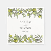 Moderne Olive Branch Hochzeit Serviette (Vorderseite)