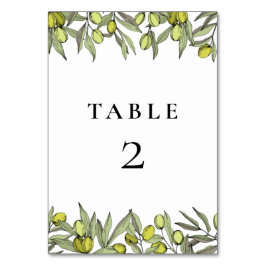 Moderne Olive Branch Hochzeit Tischnummer
