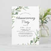 Moderne Olive Branch Housewarming Party Einladung (Stehend Vorderseite)