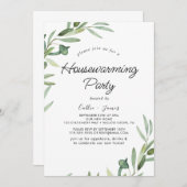 Moderne Olive Branch Housewarming Party Einladung (Vorne/Hinten)