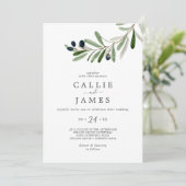 Moderne Olive Branch Lässig Hochzeit Einladung (Stehend Vorderseite)