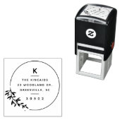 Moderne Olive Branch Rücksendeadresse für Monogram Permastempel (Beispiel)