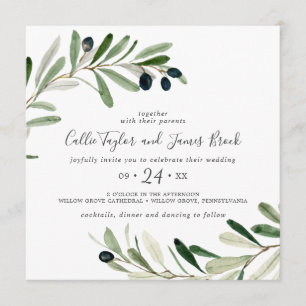 Moderne Olive Branch Square Hochzeit Einladung