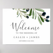 Moderne Olive Branch Wedding Willkommen Poster (Vorne)