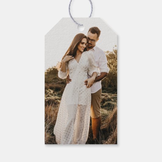 Moderne Olive Custom Foto Monogram Wedding Geschenkanhänger (Rückseite)