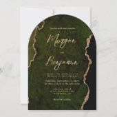 Moderne Olive Green Agate Script Arch Wedding Einladung (Vorderseite)