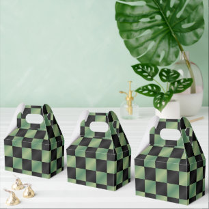 Moderne Olive Green Black Farbverlauf-Checkered Geschenkschachtel