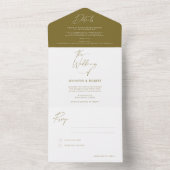 Moderne Olive Green Calligraphy Script Wedding All In One Einladung (Innen Boden)