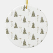 Moderne Olive Green Christmas Trees & Bows Keramik Ornament (Vorne)