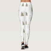 Moderne Olive Green Christmas Trees & Bows Leggings (Rückseite)