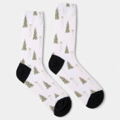 Moderne Olive Green Christmas Trees & Bows Socken (Rechts)