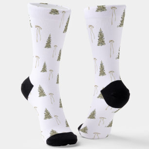 Moderne Olive Green Christmas Trees & Bows Socken