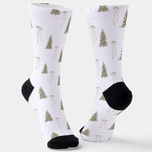 Moderne Olive Green Christmas Trees & Bows Socken