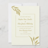 Moderne Olive Green Cream Gold Blätter Hochzeit Einladung (Vorderseite)