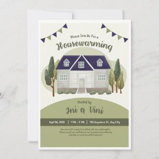 Moderne Olive Green Einladungskarte, neues Zuhause Einladung
