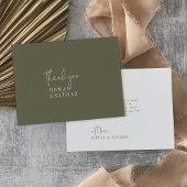 Moderne Olive Green Flat Wedding Dankeskarte