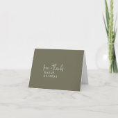 Moderne Olive Green Folded Wedding Dankeskarte (Vorderseite)