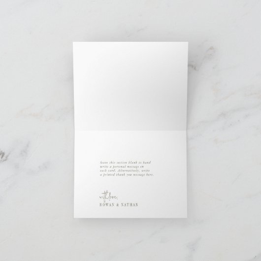 Moderne Olive Green Folded Wedding Dankeskarte (Innenseite)