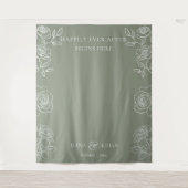 Moderne Olive Green French Rose Hochzeitstorte Wandteppich (Vorderseite)