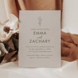 Moderne Olive Green & Gray Wedding Einladung