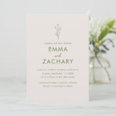 Moderne Olive Green & Gray Wedding Einladung (Stehend Vorderseite)