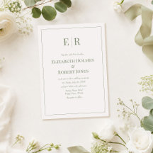 Moderne Olive Green Monogram Non Foto Wedding