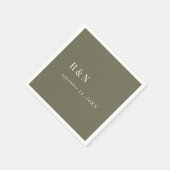 Moderne Olive Green Monogram Wedding Serviette (Ecke)