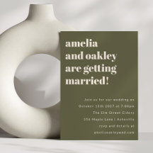 Moderne Olive Green Retro Simple Wedding Website